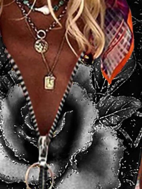 Loose Rose Print V-neck T-shirt - T-shirts - INS | Online Fashion Free Shipping Clothing, Dresses, Tops, Shoes - 15/06/2021 - Color_Black - Color_Blue