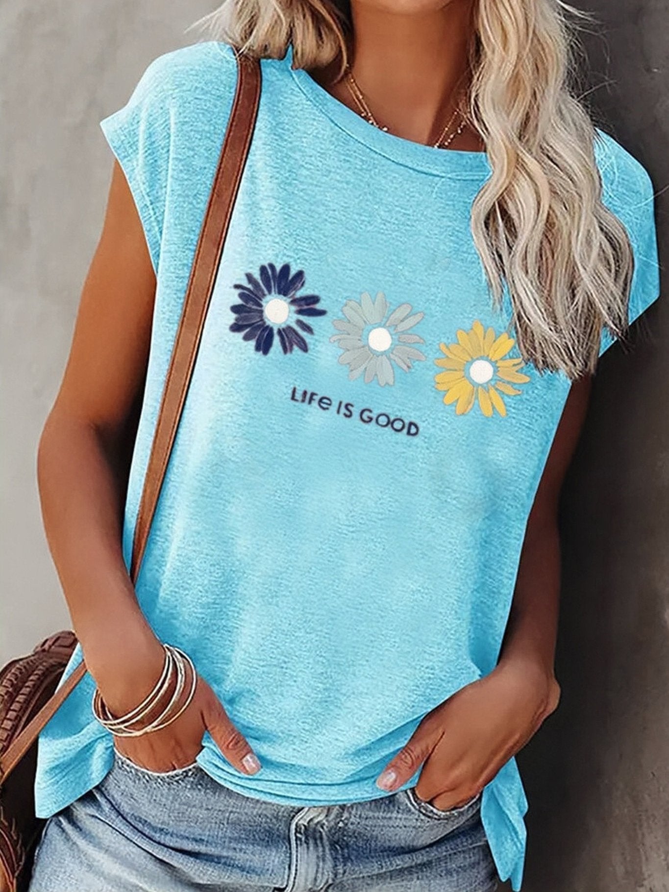 Loose Round Neck Floral Print Short Sleeve T-Shirt - T-Shirts - INS | Online Fashion Free Shipping Clothing, Dresses, Tops, Shoes - 10-20 - 22/06/2021 - Category_T-Shirts