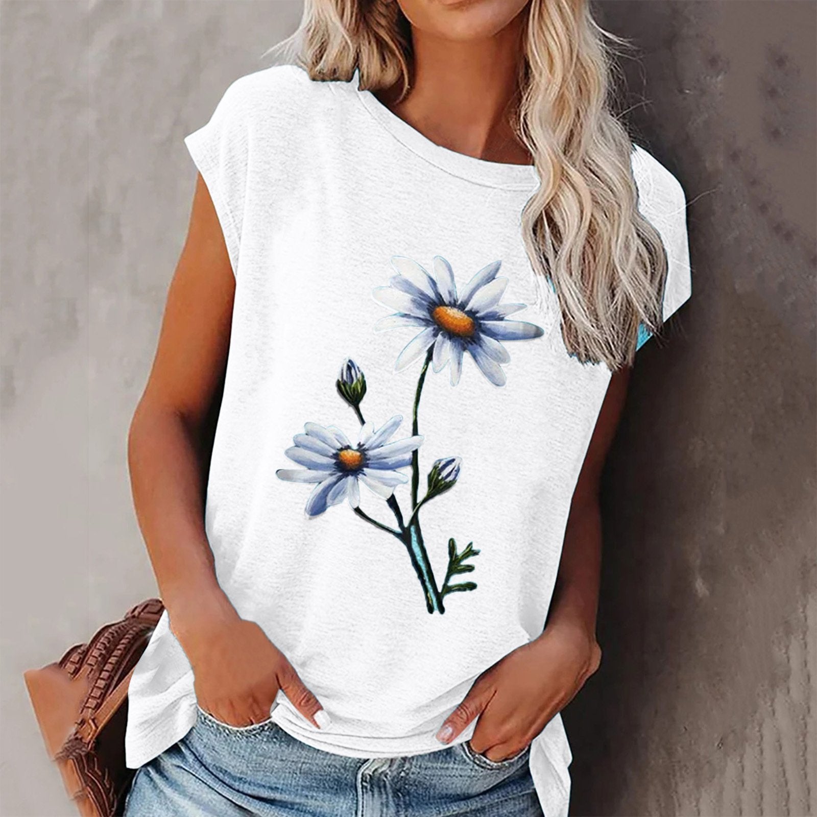 Loose Round Neck Floral Print Short-sleeved T-shirt - T-Shirts - INS | Online Fashion Free Shipping Clothing, Dresses, Tops, Shoes - 05/18/2021 - Category_T-Shirts - Color_Black