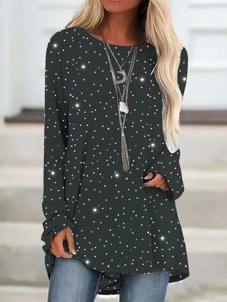 Loose Round Neck Long Sleeve Casual Sequined T-Shirt - T-Shirts - INS | Online Fashion Free Shipping Clothing, Dresses, Tops, Shoes - 07/07/2021 - 20-30 - Category_T-Shirts
