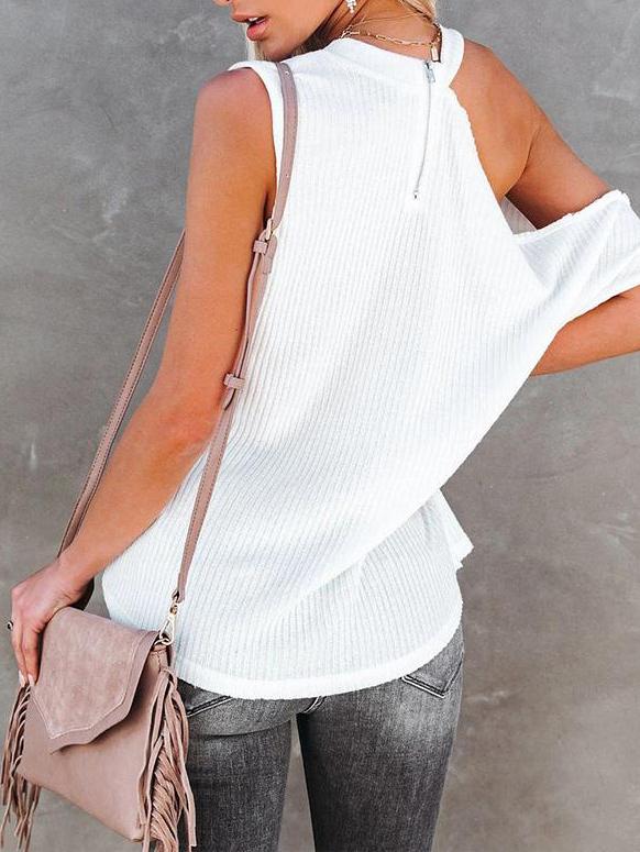 Loose Round Neck Pit Strip Off Shoulder Solid Color Blouse - Blouses - INS | Online Fashion Free Shipping Clothing, Dresses, Tops, Shoes - 14/05/2021 - 140521 - BLO210519262