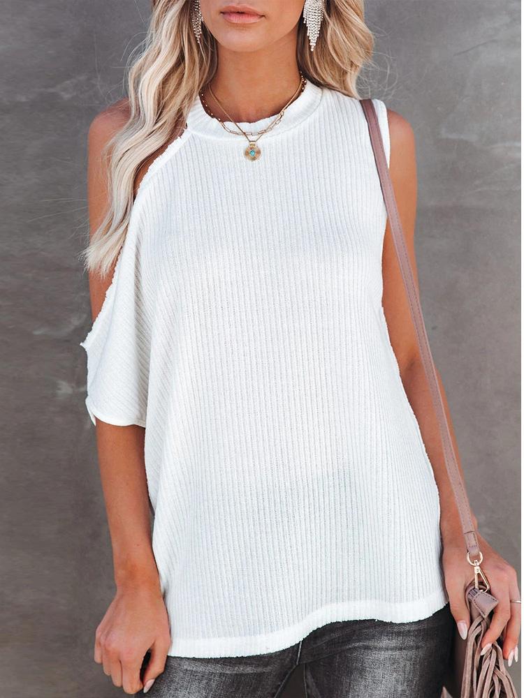 Loose Round Neck Pit Strip Off Shoulder Solid Color Blouse - Blouses - INS | Online Fashion Free Shipping Clothing, Dresses, Tops, Shoes - 14/05/2021 - 140521 - Category_Blouses