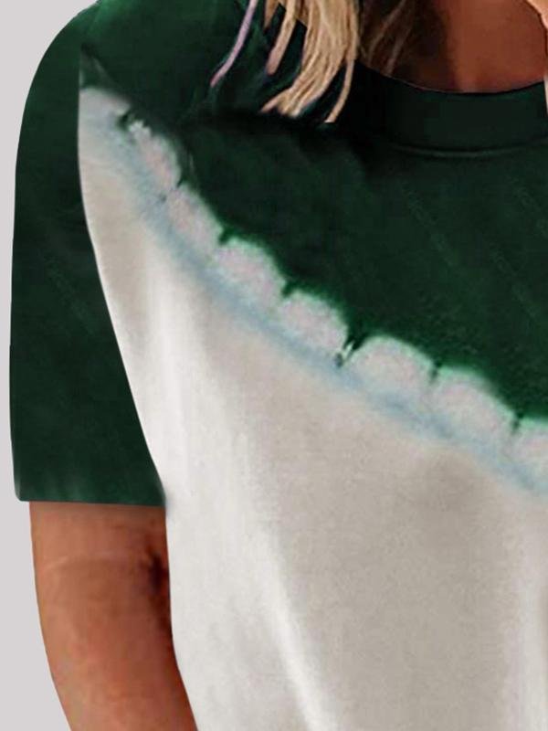 Loose Round Neck Printed Short-sleeved T-shirt - T-shirts - INS | Online Fashion Free Shipping Clothing, Dresses, Tops, Shoes - 01/06/2021 - Color_Blue - Color_Green