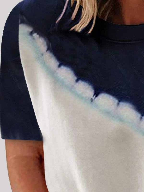 Loose Round Neck Printed Short-sleeved T-shirt - T-shirts - INS | Online Fashion Free Shipping Clothing, Dresses, Tops, Shoes - 01/06/2021 - Color_Blue - Color_Green