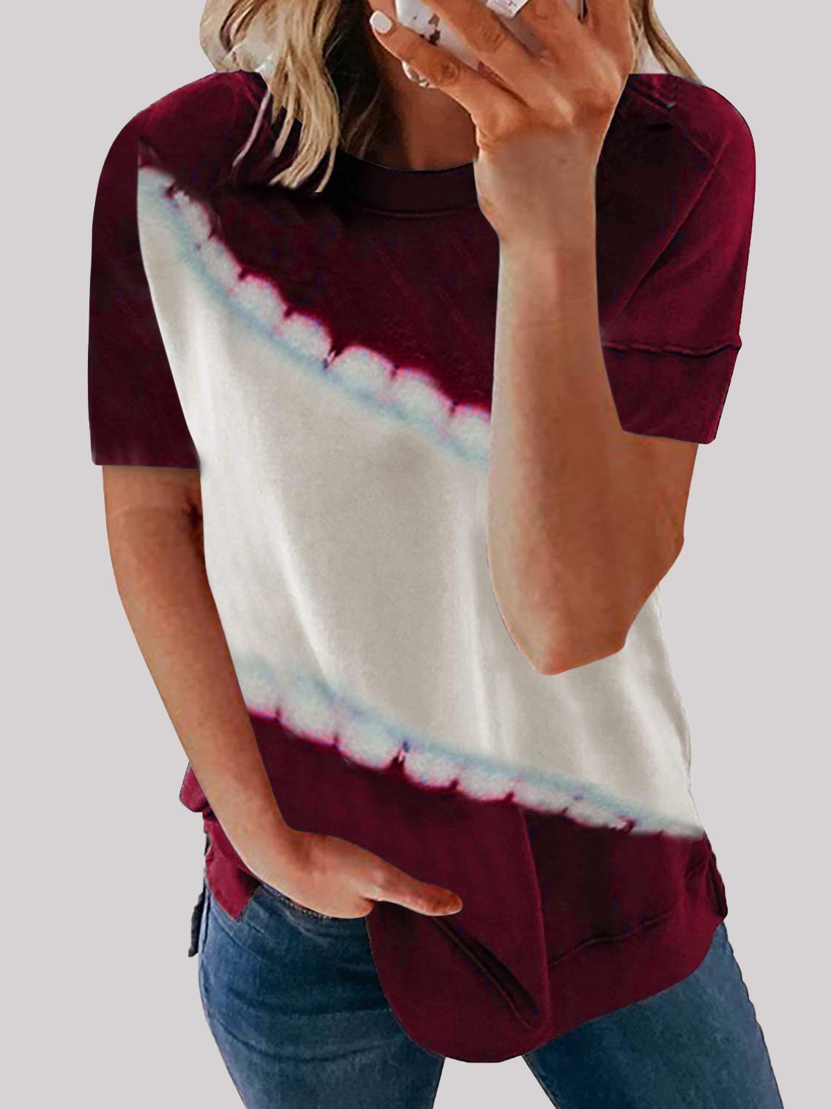 Loose Round Neck Printed Short-sleeved T-shirt - T-shirts - INS | Online Fashion Free Shipping Clothing, Dresses, Tops, Shoes - 01/06/2021 - Color_Blue - Color_Green