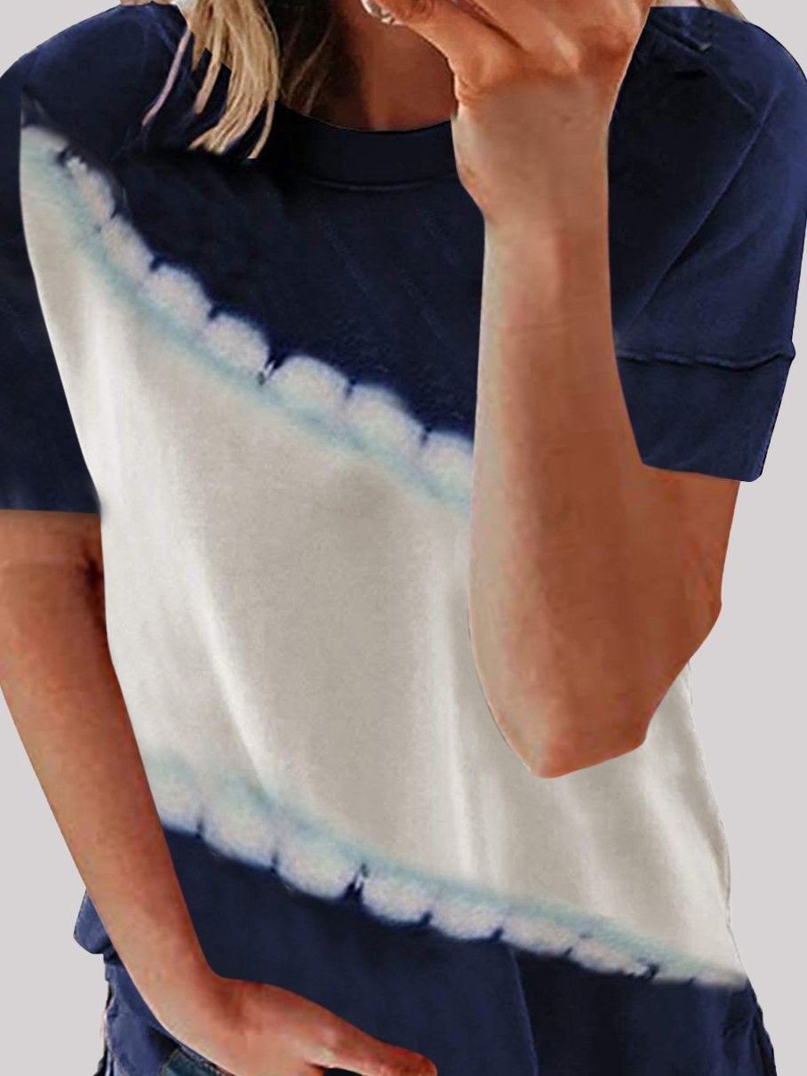 Loose Round Neck Printed Short-sleeved T-shirt - T-shirts - INS | Online Fashion Free Shipping Clothing, Dresses, Tops, Shoes - 01/06/2021 - Color_Blue - Color_Green