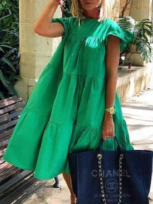 Loose Round Neck Short Sleeve Mini Dress - Mini Dresses - INS | Online Fashion Free Shipping Clothing, Dresses, Tops, Shoes - 03/06/2021 - Category_Mini Dresses - Color_Black