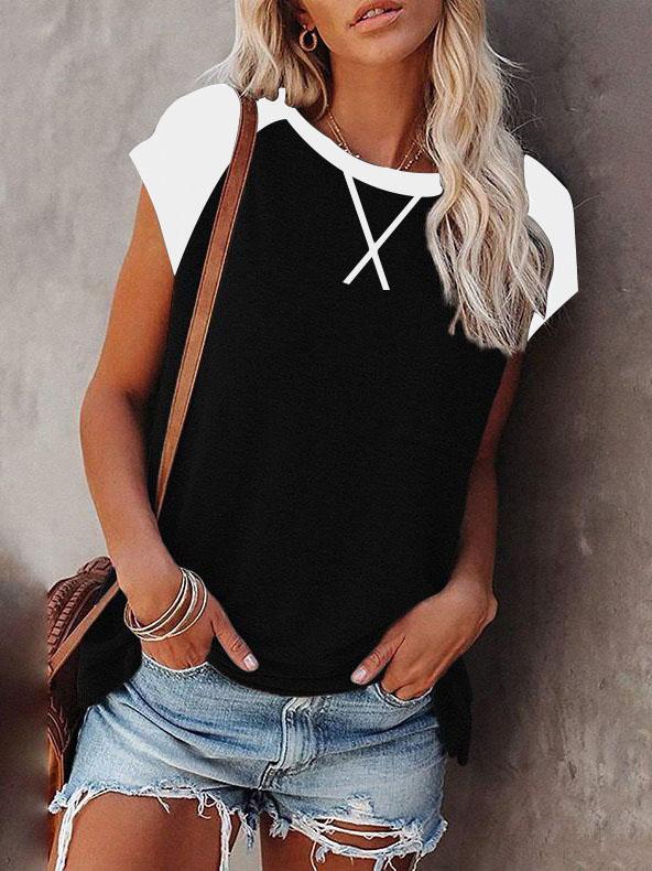 Loose Round Neck Short Sleeve T-shirt - T-Shirts - INS | Online Fashion Free Shipping Clothing, Dresses, Tops, Shoes - 02/06/2021 - Category_T-Shirts - Color_Black