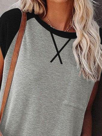 Loose Round Neck Short Sleeve T-shirt - T-Shirts - INS | Online Fashion Free Shipping Clothing, Dresses, Tops, Shoes - 02/06/2021 - Category_T-Shirts - Color_Black