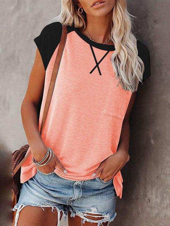 Loose Round Neck Short Sleeve T-shirt - T-Shirts - INS | Online Fashion Free Shipping Clothing, Dresses, Tops, Shoes - 02/06/2021 - Category_T-Shirts - Color_Black