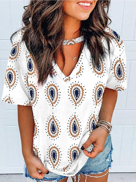 Loose Short Sleeve Printed Casual T-Shirt - T-Shirts - INS | Online Fashion Free Shipping Clothing, Dresses, Tops, Shoes - 10-20 - 22/06/2021 - Category_T-Shirts