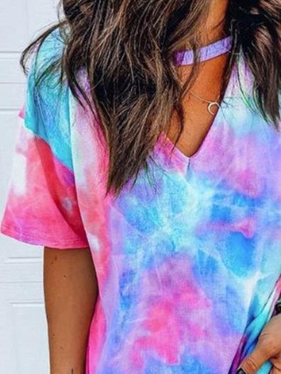 Loose Short Sleeve V-Neck Printed T-Shirt - T-Shirts - INS | Online Fashion Free Shipping Clothing, Dresses, Tops, Shoes - 10-20 - 22/06/2021 - Category_T-Shirts