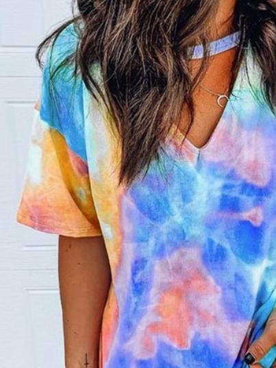 Loose Short Sleeve V-Neck Printed T-Shirt - T-Shirts - INS | Online Fashion Free Shipping Clothing, Dresses, Tops, Shoes - 10-20 - 22/06/2021 - Category_T-Shirts