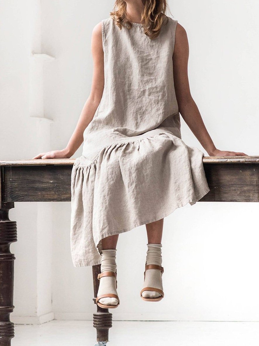 Loose Slim Stitching Ruffled Sleeveless Dress - Maxi Dresses - INS | Online Fashion Free Shipping Clothing, Dresses, Tops, Shoes - 19/07/2021 - 20-30 - Category_Maxi Dresses