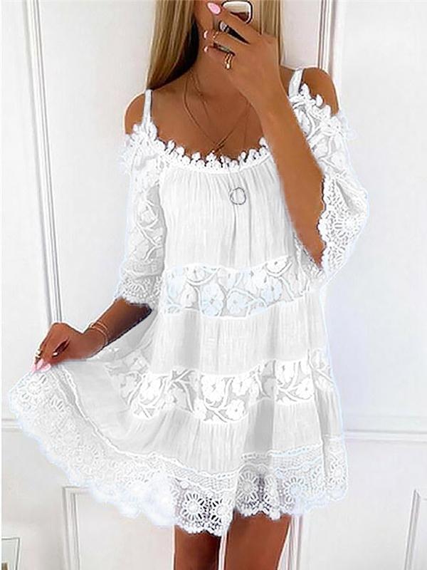 Loose Sling Half Sleeve Flower Print Dress - Mini Dresses - INS | Online Fashion Free Shipping Clothing, Dresses, Tops, Shoes - 19/06/2021 - 30-40 - Category_Mini Dresses