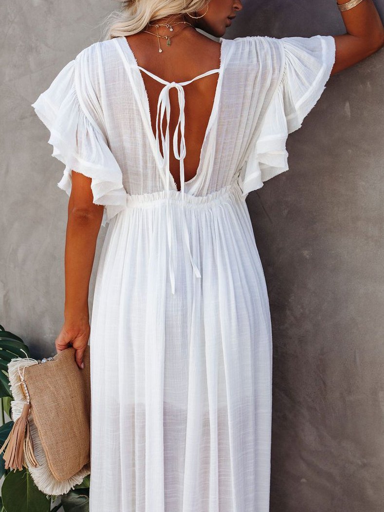 Loose Solid Color Flared Sleeve Shirt Dress - Maxi Dresses - INS | Online Fashion Free Shipping Clothing, Dresses, Tops, Shoes - 01/06/2021 - Color_Black - Color_Green