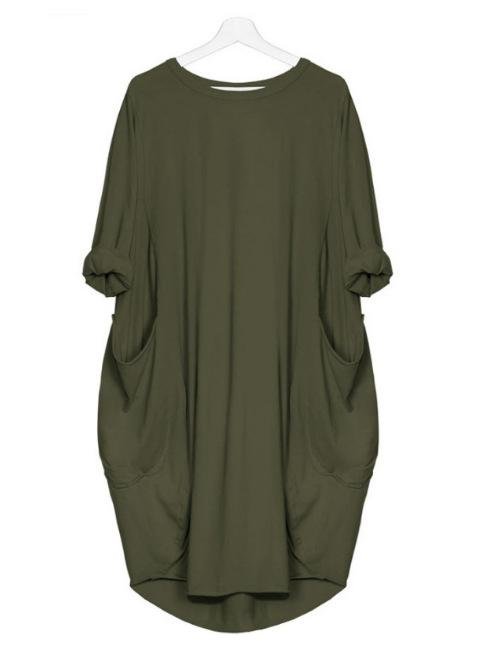 Loose Solid Color Long Sleeve Mini Dress - Mini Dresses - INS | Online Fashion Free Shipping Clothing, Dresses, Tops, Shoes - 24/05/2021 - Color_Gray - Color_Navy Blue