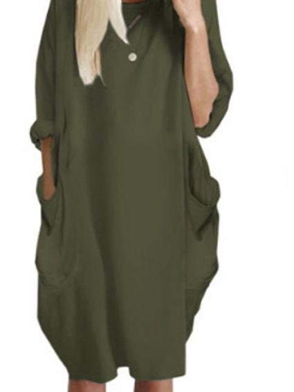 Loose Solid Color Long Sleeve Mini Dress - Mini Dresses - INS | Online Fashion Free Shipping Clothing, Dresses, Tops, Shoes - 24/05/2021 - Color_Gray - Color_Navy Blue