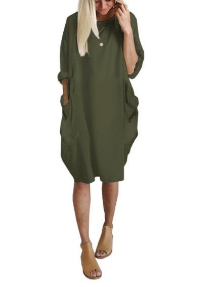 Loose Solid Color Long Sleeve Mini Dress - Mini Dresses - INS | Online Fashion Free Shipping Clothing, Dresses, Tops, Shoes - 24/05/2021 - Color_Gray - Color_Navy Blue