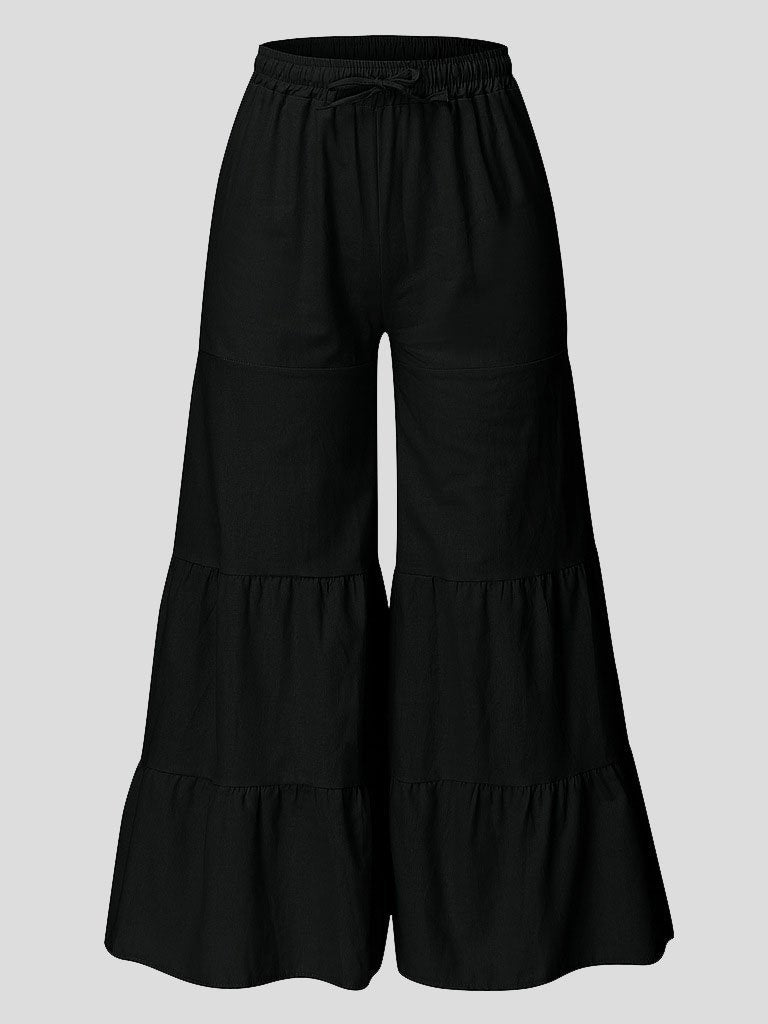 Loose Solid Elastic Waist Plus Size Wide Leg Pants - Pants - INS | Online Fashion Free Shipping Clothing, Dresses, Tops, Shoes - 20-30 - 22/07/2021 - Bottoms