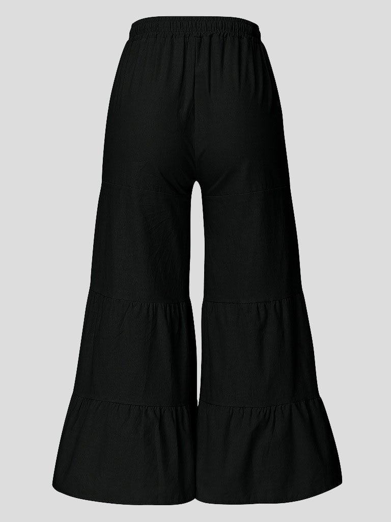 Loose Solid Elastic Waist Plus Size Wide Leg Pants - Pants - INS | Online Fashion Free Shipping Clothing, Dresses, Tops, Shoes - 20-30 - 22/07/2021 - Bottoms
