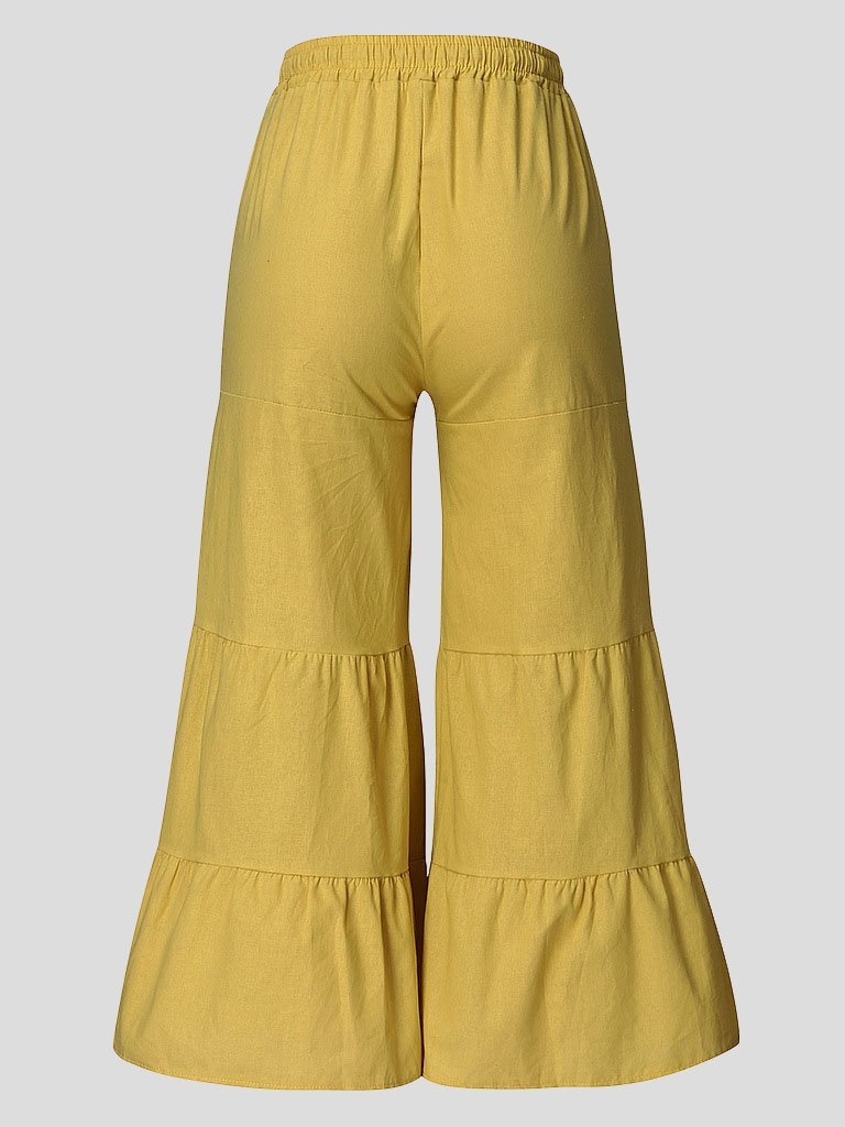 Loose Solid Elastic Waist Plus Size Wide Leg Pants - Pants - INS | Online Fashion Free Shipping Clothing, Dresses, Tops, Shoes - 20-30 - 22/07/2021 - Bottoms