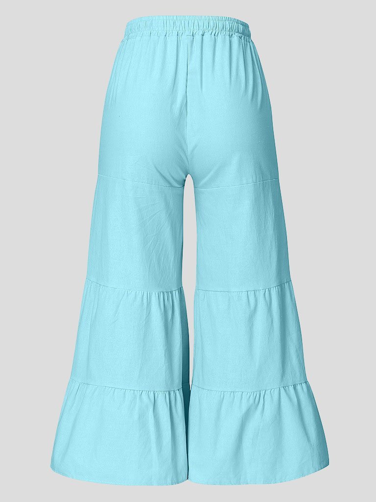 Loose Solid Elastic Waist Plus Size Wide Leg Pants - Pants - INS | Online Fashion Free Shipping Clothing, Dresses, Tops, Shoes - 20-30 - 22/07/2021 - Bottoms