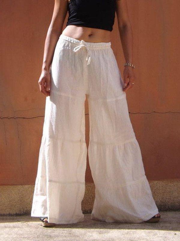 Loose Solid Elastic Waist Plus Size Wide Leg Pants - Pants - INS | Online Fashion Free Shipping Clothing, Dresses, Tops, Shoes - 20-30 - 22/07/2021 - Bottoms