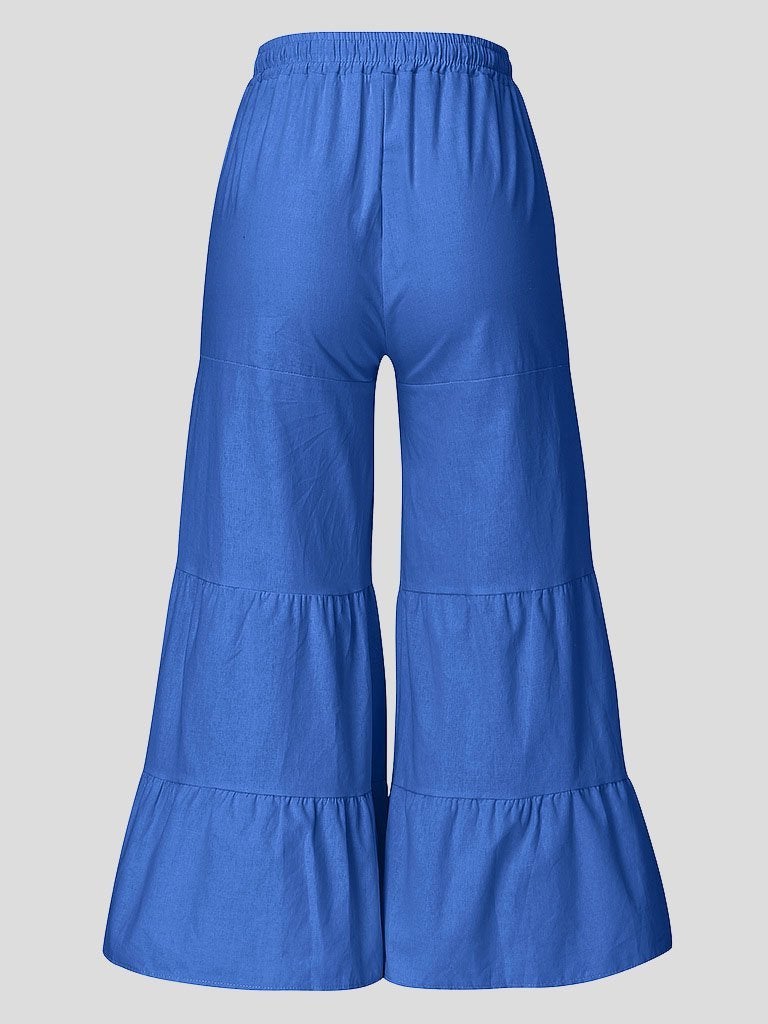 Loose Solid Elastic Waist Plus Size Wide Leg Pants - Pants - INS | Online Fashion Free Shipping Clothing, Dresses, Tops, Shoes - 20-30 - 22/07/2021 - Bottoms