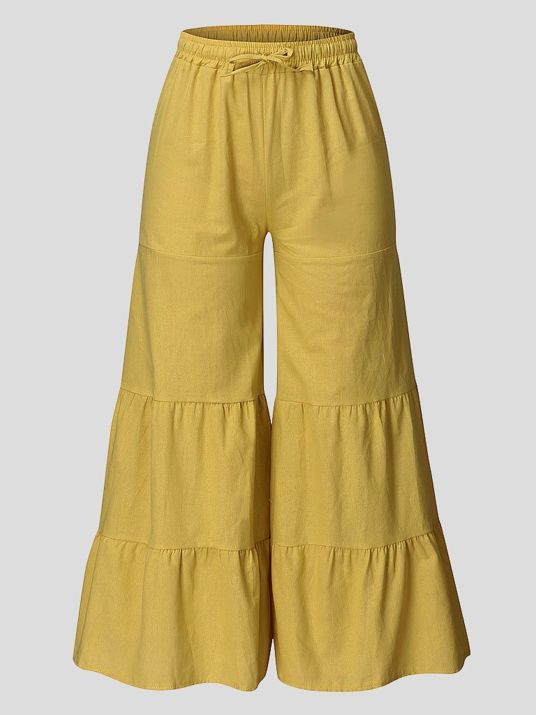 Loose Solid Elastic Waist Plus Size Wide Leg Pants - Pants - INS | Online Fashion Free Shipping Clothing, Dresses, Tops, Shoes - 20-30 - 22/07/2021 - Bottoms