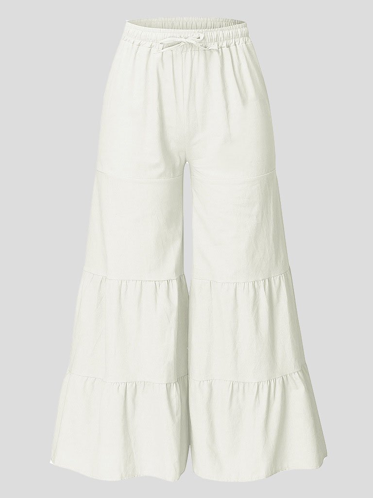 Loose Solid Elastic Waist Plus Size Wide Leg Pants - Pants - INS | Online Fashion Free Shipping Clothing, Dresses, Tops, Shoes - 20-30 - 22/07/2021 - Bottoms