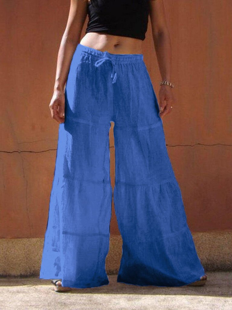 Loose Solid Elastic Waist Plus Size Wide Leg Pants - Pants - INS | Online Fashion Free Shipping Clothing, Dresses, Tops, Shoes - 20-30 - 22/07/2021 - Bottoms