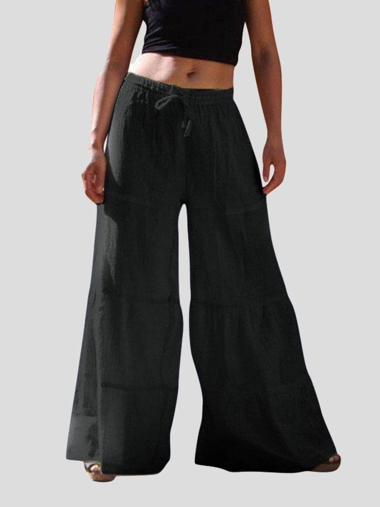 Loose Solid Elastic Waist Plus Size Wide Leg Pants - Pants - INS | Online Fashion Free Shipping Clothing, Dresses, Tops, Shoes - 20-30 - 22/07/2021 - Bottoms