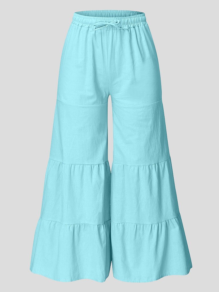 Loose Solid Elastic Waist Plus Size Wide Leg Pants - Pants - INS | Online Fashion Free Shipping Clothing, Dresses, Tops, Shoes - 20-30 - 22/07/2021 - Bottoms