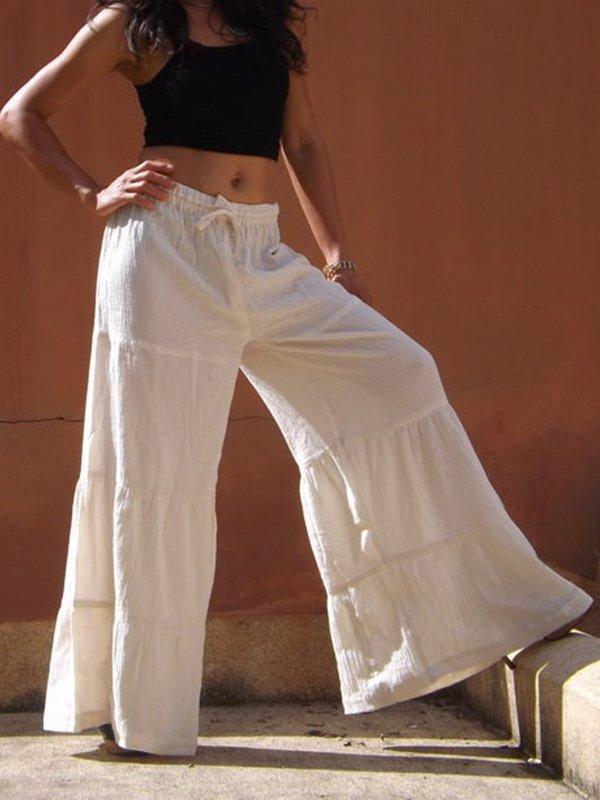 Loose Solid Elastic Waist Plus Size Wide Leg Pants - Pants - INS | Online Fashion Free Shipping Clothing, Dresses, Tops, Shoes - 20-30 - 22/07/2021 - Bottoms