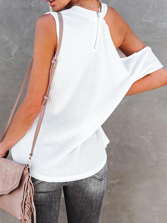 Loose Solid Round Neck Pit Strip Off-shoulder T-shirt - T-shirts - INS | Online Fashion Free Shipping Clothing, Dresses, Tops, Shoes - 09/07/2021 - 20-30 - color-black