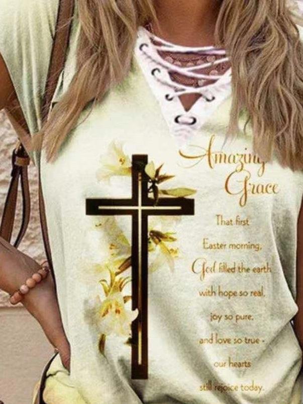 Loose Street Print V-neck Short-sleeved T-shirt - T-shirts - INS | Online Fashion Free Shipping Clothing, Dresses, Tops, Shoes - 07/06/2021 - Color_Blue - Color_Purple