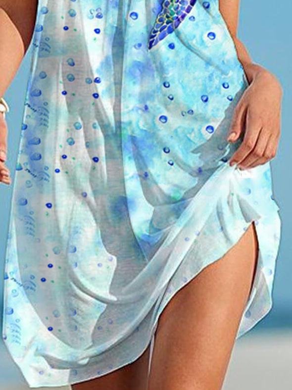 Loose Turtle Cartoon Print Suspender Dress - Mini Dresses - INS | Online Fashion Free Shipping Clothing, Dresses, Tops, Shoes - 05/07/2021 - 10-20 - Category_Mini Dresses