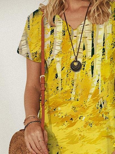 Loose V-neck Print A-line Skirt - Mini Dresses - INS | Online Fashion Free Shipping Clothing, Dresses, Tops, Shoes - 20-30 - 25/06/2021 - color-black