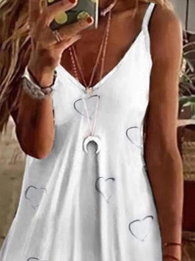 Loose V-Neck Printed Suspender Dress - Mini Dresses - INS | Online Fashion Free Shipping Clothing, Dresses, Tops, Shoes - 06/07/2021 - 10-20 - Category_Mini Dresses