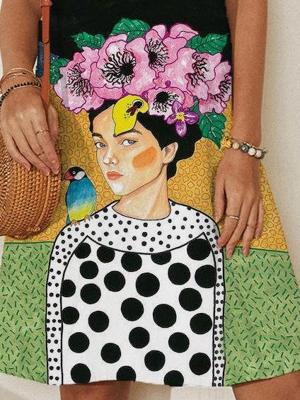 Loose V-neck Pullover Print Dresses - Mini Dresses - INS | Online Fashion Free Shipping Clothing, Dresses, Tops, Shoes - 18/06/2021 - 20-30 - color-green