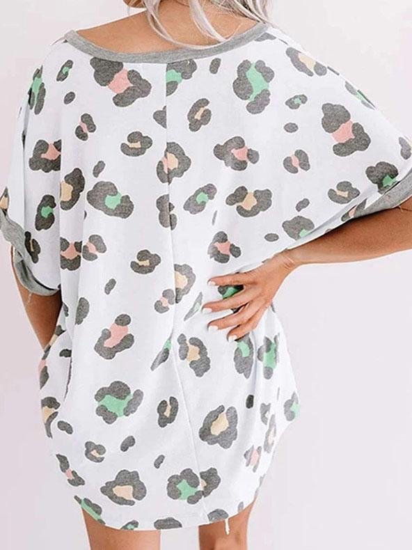 Loose V-neck Short Sleeve Printed T-shirt - T-shirts - INS | Online Fashion Free Shipping Clothing, Dresses, Tops, Shoes - 10-20 - 28/06/2021 - color-white