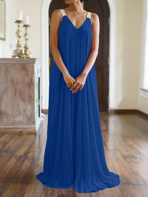 Loose V-Neck Sleeveless Bohemian Dress - Maxi Dresses - INS | Online Fashion Free Shipping Clothing, Dresses, Tops, Shoes - 20-30 - 29/06/2021 - Category_Maxi Dresses