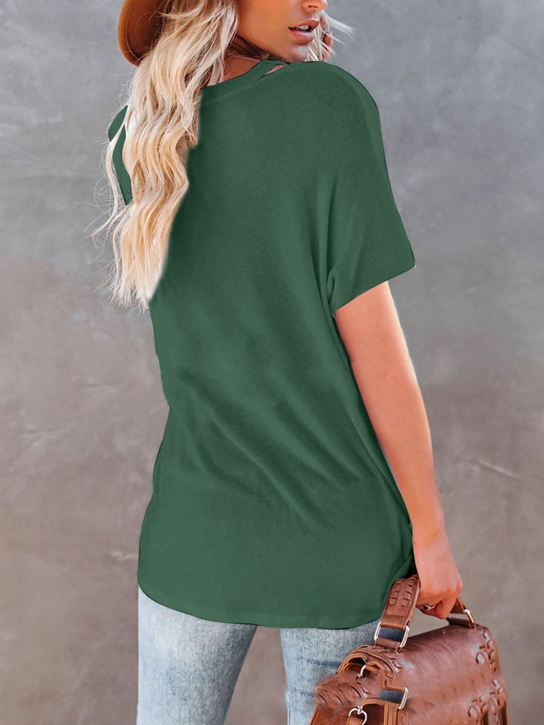 Loose V-neck Solid Short-sleeved T-shirt - 20.99 - INS | Online Fashion Free Shipping Clothing, Dresses, Tops, Shoes - 07/07/2021 - 20-30 - color-black