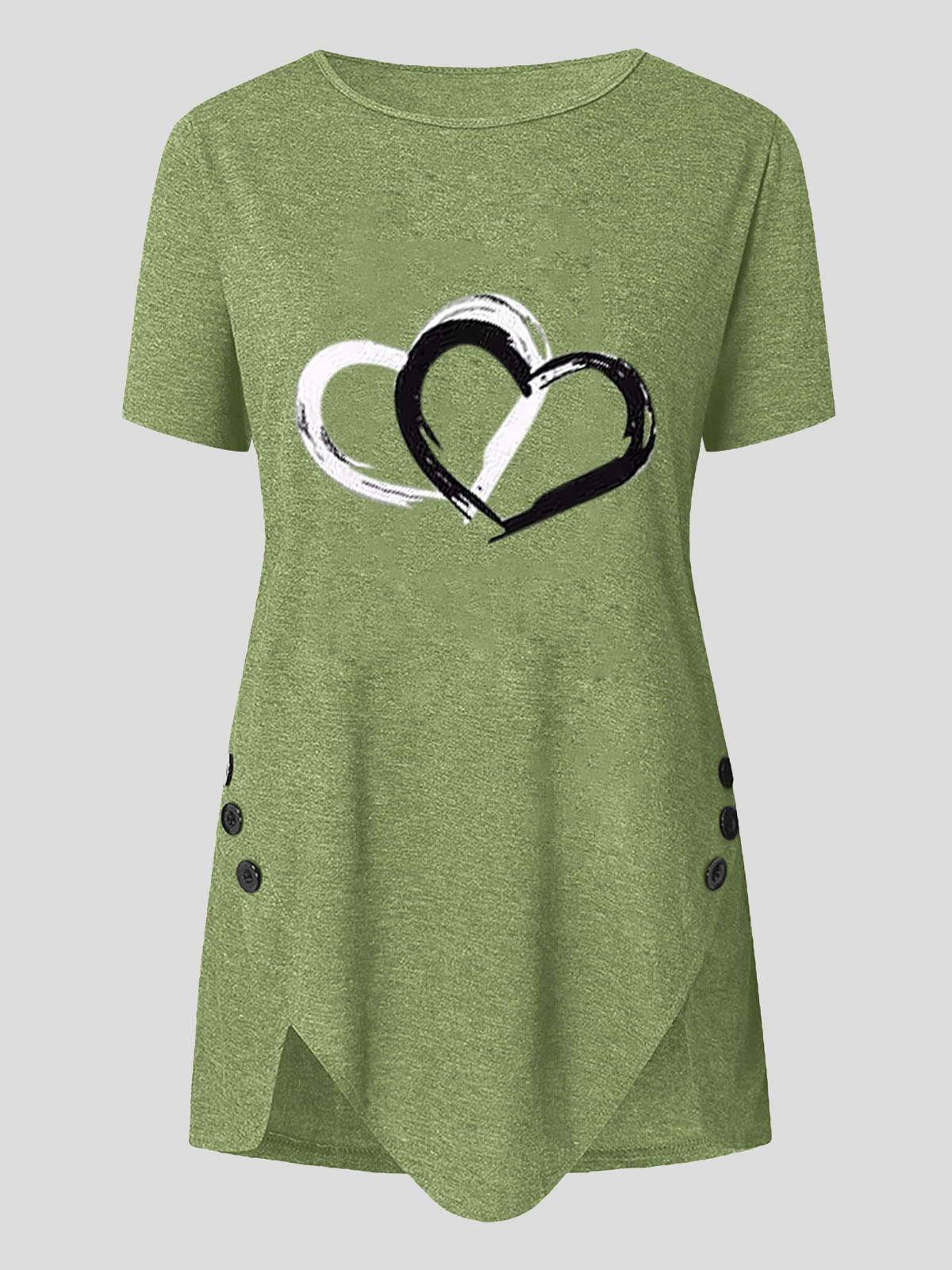 Love Print Button Short Sleeve T-shirt - T-shirts - INS | Online Fashion Free Shipping Clothing, Dresses, Tops, Shoes - 10-20 - 14/07/2021 - color-black