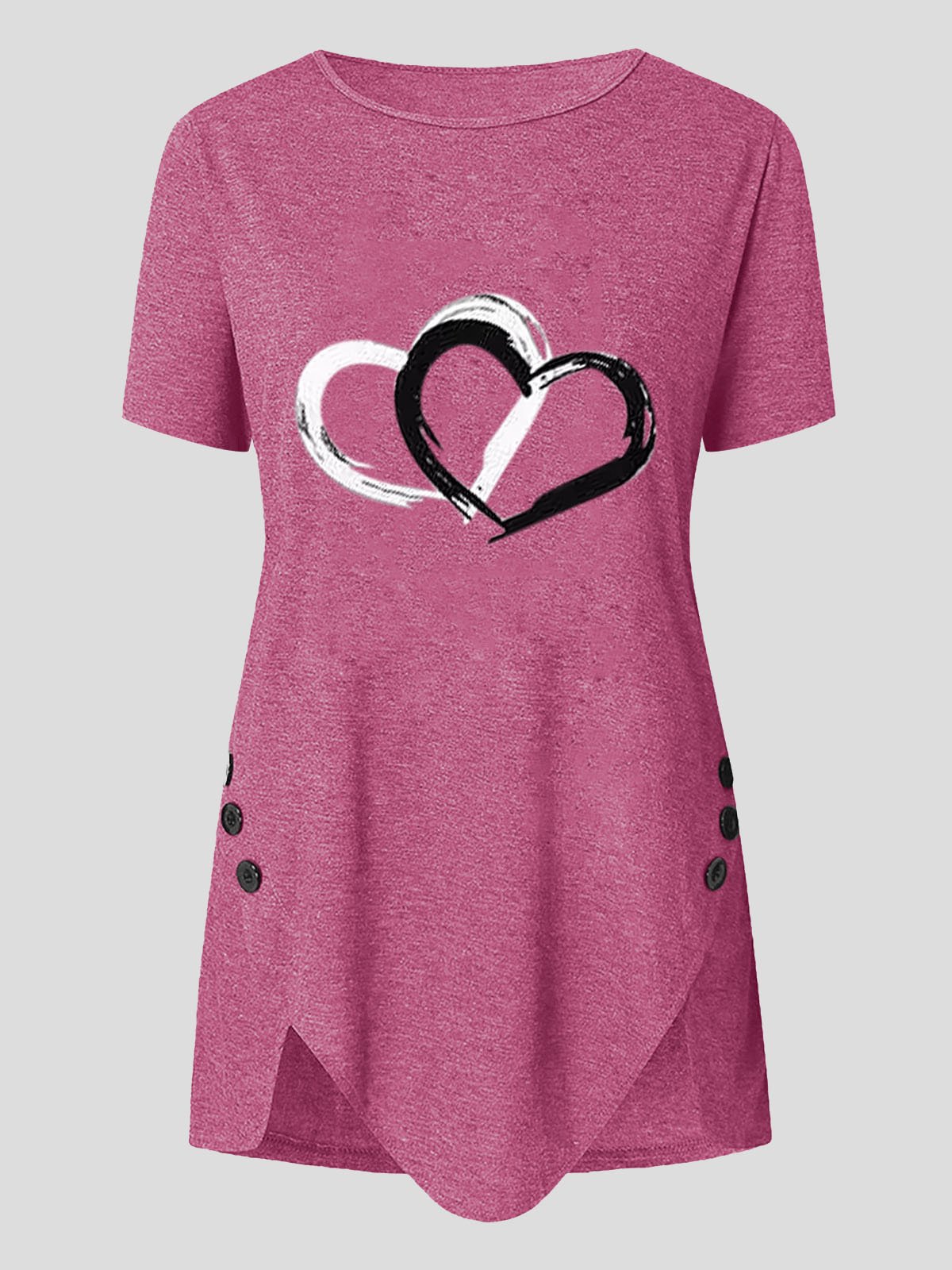 Love Print Button Short Sleeve T-shirt - T-shirts - INS | Online Fashion Free Shipping Clothing, Dresses, Tops, Shoes - 10-20 - 14/07/2021 - color-black