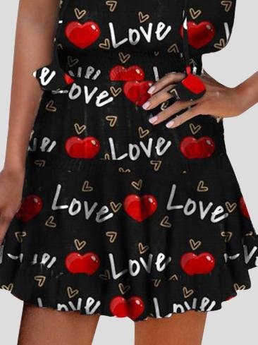 Love Printed V-Neck Sleeveless Sling Wide Loose Dress - Mini Dresses - INS | Online Fashion Free Shipping Clothing, Dresses, Tops, Shoes - 20-30 - 25/06/2021 - Category_Mini Dresses