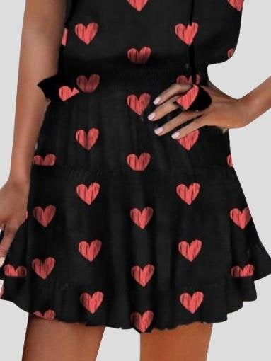 Love Printed V-Neck Sleeveless Sling Wide Loose Dress - Mini Dresses - INS | Online Fashion Free Shipping Clothing, Dresses, Tops, Shoes - 20-30 - 25/06/2021 - Category_Mini Dresses