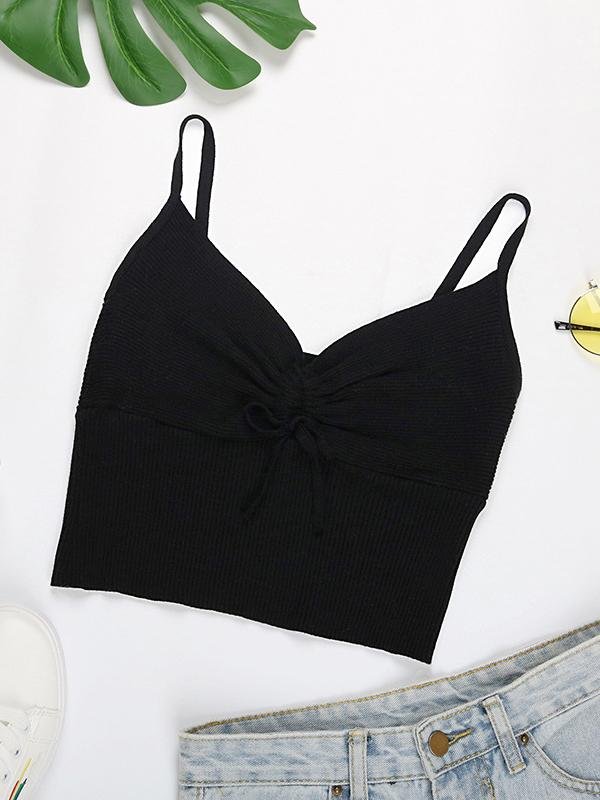 Low-Cut V Neck Backless Camisole Top - Tank Top - INS | Online Fashion Free Shipping Clothing, Dresses, Tops, Shoes - 22/03/2021 - Black - Camisole