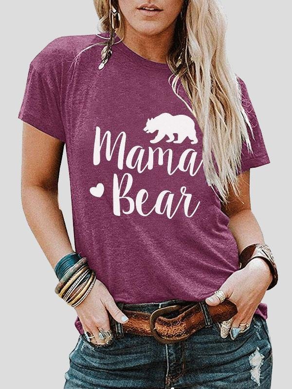 Mama Bear Print Short-sleeved T-shirt - T-shirts - INS | Online Fashion Free Shipping Clothing, Dresses, Tops, Shoes - 10-20 - 22/07/2021 - color-black